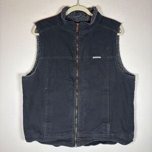 Wolverine Mens Sherpa Lined Canvas Work Vest Black Cotton Duck Full Zip Medium